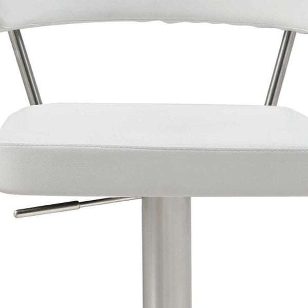 HomeRoots 20" White and Silver Stainless Steel Bar Chair - Modern Design, Ergonomic Comfort, Ideal for Any Space 370622