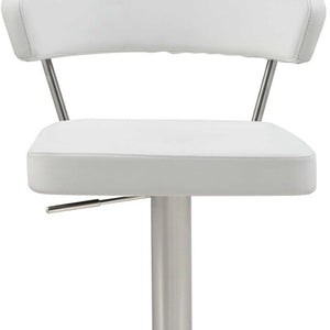 HomeRoots 20" White and Silver Stainless Steel Bar Chair - Modern Design, Ergonomic Comfort, Ideal for Any Space 370622