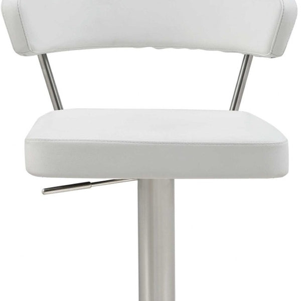 HomeRoots 20" White and Silver Stainless Steel Bar Chair - Modern Design, Ergonomic Comfort, Ideal for Any Space 370622