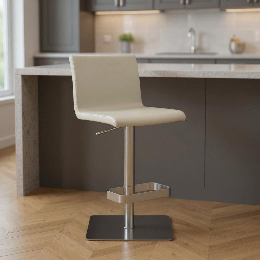 HomeRoots 26" Light Gray Bucket Seat Bar Chair - Modern Stainless Steel Counter Height Design for Comfort & Style 370625