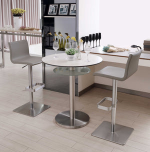 Homeroots 26 " Light Gray And Silver Stainless Steel Counter Height Bar Chair   370625