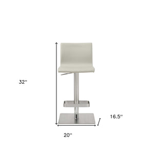 Homeroots 26 " Light Gray And Silver Stainless Steel Counter Height Bar Chair   370625