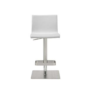Homeroots 26 " White And Silver Stainless Steel Counter Height Bar Chair   370626