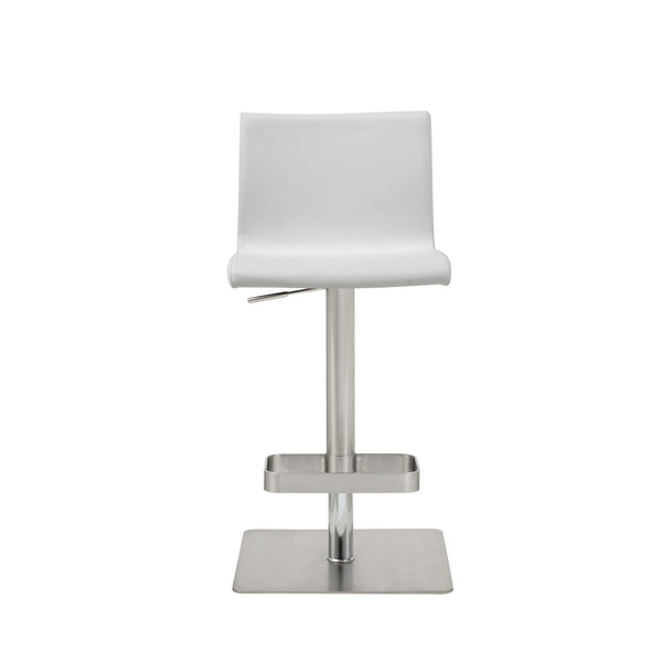 Homeroots 26 " White And Silver Stainless Steel Counter Height Bar Chair   370626