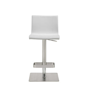 Homeroots 26 " White And Silver Stainless Steel Counter Height Bar Chair   370626