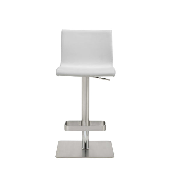 Homeroots 26 " White And Silver Stainless Steel Counter Height Bar Chair   370626