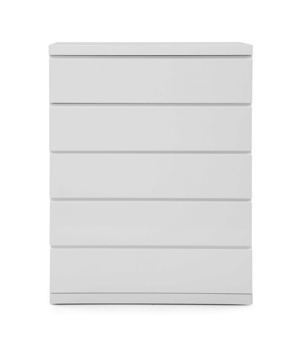 Homeroots 36 X 20 X 47 Gloss White Stainless Steel 5 Drawer Chest  Stainless Steel 370629