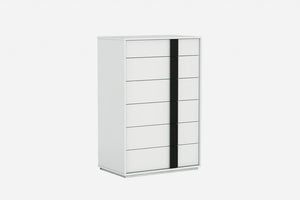 HomeRoots 31 Inch Stainless Steel Five Drawer Dresser in Bold Monochrome for Modern Bedrooms 370637