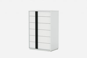31 Inch Stainless Steel Five Drawer Dresser in Bold Monochrome for Modern Bedrooms