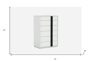 31 Inch Stainless Steel Five Drawer Dresser in Bold Monochrome for Modern Bedrooms