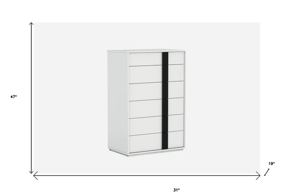 31 Inch Stainless Steel Five Drawer Dresser in Bold Monochrome for Modern Bedrooms