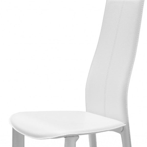 Homeroots Set Of Four White Upholstered Faux Leather Dining Side Chairs  Metal 370641