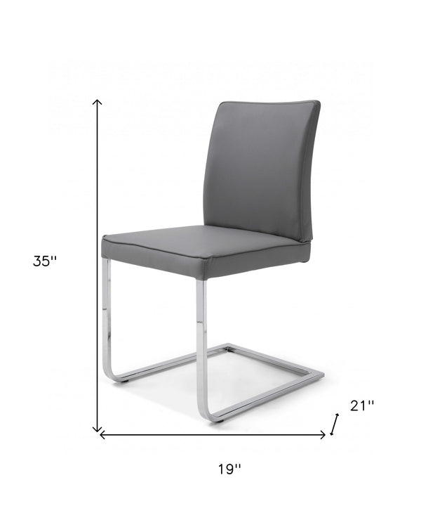 Homeroots Gray Upholstered Faux Leather Dining Chair  Metal 370642