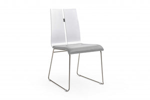 Homeroots Gray And Silver Upholstered Faux Leather Dining Side Chair  Metal 370647