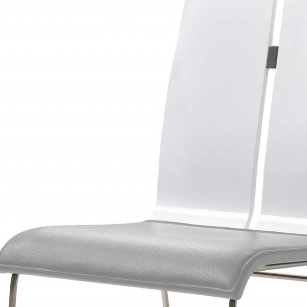 Homeroots Gray And Silver Upholstered Faux Leather Dining Side Chair  Metal 370647