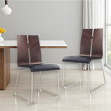 Stylish Set of 2 Black & Silver Faux Leather Dining Chairs - Elegant Comfort & Versatility