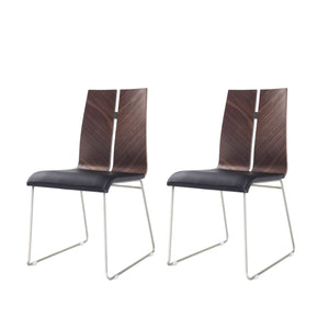Homeroots Set Of Two Black And Silver Upholstered Faux Leather Dining Side Chairs  Metal 370648