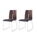 Homeroots Set Of Two Black And Silver Upholstered Faux Leather Dining Side Chairs  Metal 370648