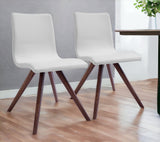 Set of Two Stylish White and Brown Upholstered Faux Leather Dining Chairs for Versatile Seating