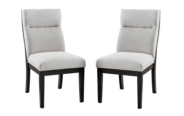 English Elm Modern Two-Tone Beige & Black Tufted Side Chairs Set of 2 — Tapered Legs, Padded Cushions, Ergonomic Support B011P387139