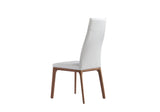 Homeroots White And Brown Upholstered Faux Leather Dining Side Chair  Metal 370655