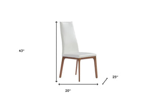 Homeroots White And Brown Upholstered Faux Leather Dining Side Chair  Metal 370655