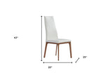 Homeroots White And Brown Upholstered Faux Leather Dining Side Chair  Metal 370655