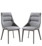 Homeroots Set Of Two Gray Upholstered Faux Leather Dining Side Chairs  Metal 370656