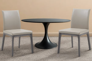 Homeroots Set Of Two Taupe And Gray Upholstered Faux Leather Dining Side Chairs  Wood 370658