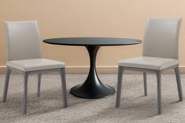 Homeroots Set Of Two Taupe And Gray Upholstered Faux Leather Dining Side Chairs  Wood 370658