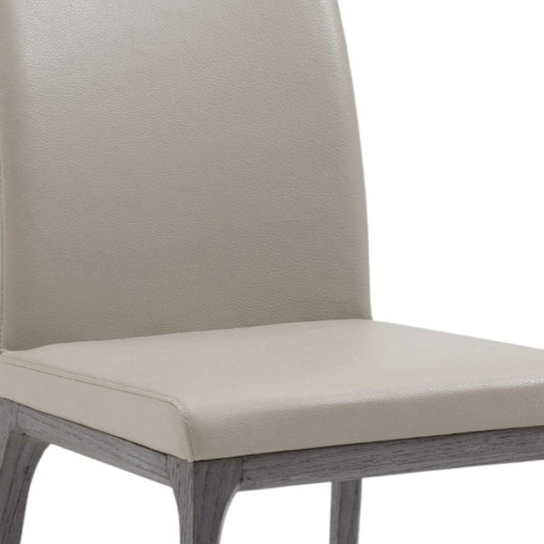 HomeRoots Set of Two Modern Taupe and Gray Faux Leather Dining Chairs – Stylish, Stackable, and Versatile! 370658