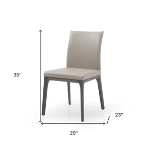 Homeroots Set Of Two Taupe And Gray Upholstered Faux Leather Dining Side Chairs  Wood 370658