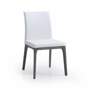 Homeroots Set Of Two White And Gray Upholstered Faux Leather Dining Side Chairs  Wood 370659
