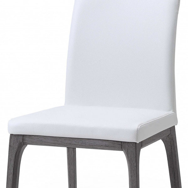 Homeroots Set Of Two White And Gray Upholstered Faux Leather Dining Side Chairs  Wood 370659