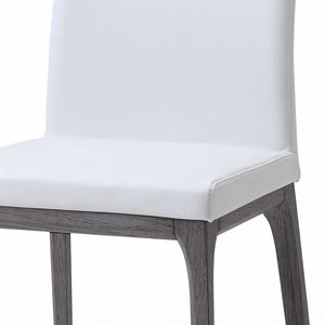 Homeroots Set Of Two White And Gray Upholstered Faux Leather Dining Side Chairs  Wood 370659