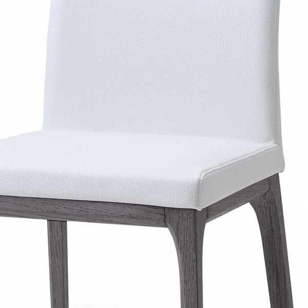 Homeroots Set Of Two White And Gray Upholstered Faux Leather Dining Side Chairs  Wood 370659