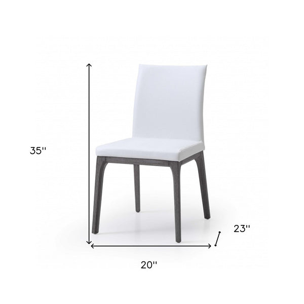 HomeRoots Set of Two Modern White and Gray Upholstered Faux Leather Dining Chairs for Versatile Spaces 370659