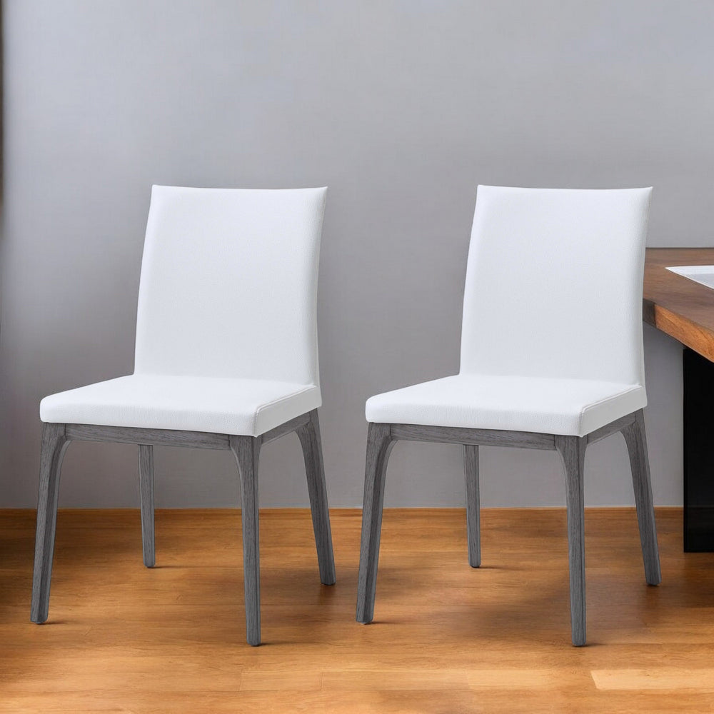 Homeroots Set Of Two White And Gray Upholstered Faux Leather Dining Side Chairs  Wood 370659