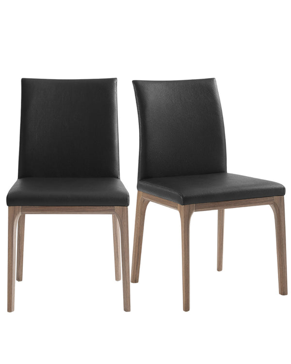Homeroots Set Of 2 Black Faux Leather Dining Chairs  Metal 370660