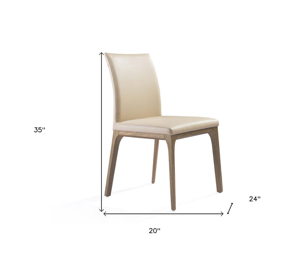 Homeroots Set Of Two Taupe And Brown Upholstered Faux Leather Dining Side Chairs  Metal 370661