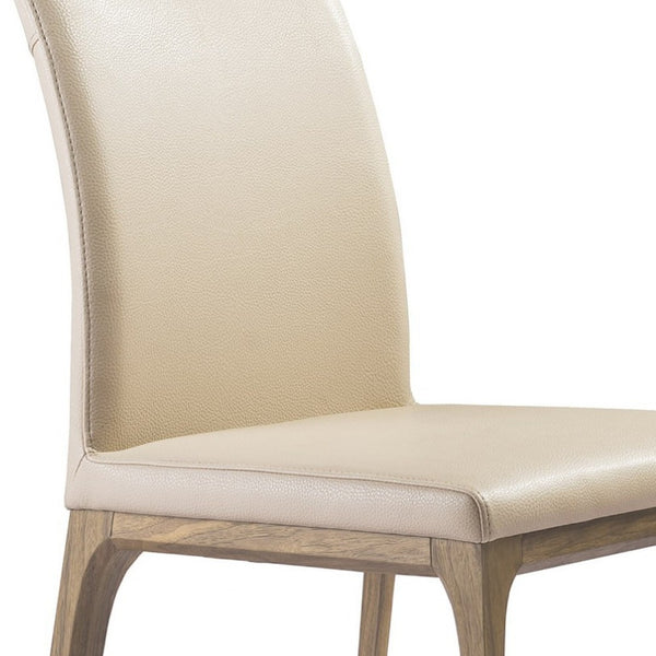Homeroots Set Of Two Taupe And Brown Upholstered Faux Leather Dining Side Chairs  Metal 370661