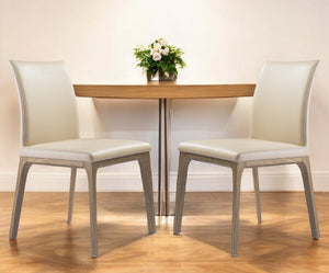 Homeroots Set Of Two Taupe And Brown Upholstered Faux Leather Dining Side Chairs  Metal 370661