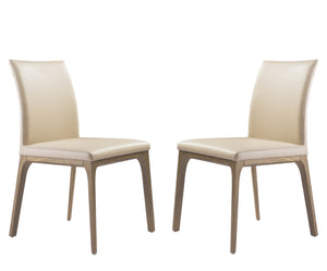 Homeroots Set Of Two Taupe And Brown Upholstered Faux Leather Dining Side Chairs  Metal 370661