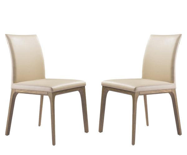 Homeroots Set Of Two Taupe And Brown Upholstered Faux Leather Dining Side Chairs  Metal 370661