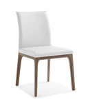 Homeroots Set Of Two White And Brown Upholstered Faux Leather Isequal(Yes,No,Wood Dining Side Chairs  Wood 370662