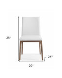 Homeroots Set Of Two White And Brown Upholstered Faux Leather Isequal(Yes,No,Wood Dining Side Chairs  Wood 370662