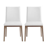 Homeroots Set Of Two White And Brown Upholstered Faux Leather Isequal(Yes,No,Wood Dining Side Chairs  Wood 370662