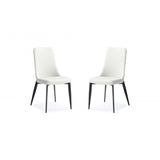 Homeroots Set Of Two White And Black Upholstered Faux Leather Dining S  Metal 370666