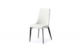 Set of Two Stylish White and Black Upholstered Faux Leather Dining Chairs for Versatile Seating