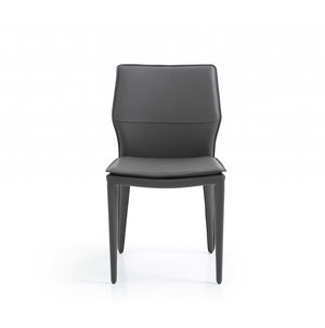 Homeroots Set Of Two Gray Slipcovered Upholstered Faux Leather Dining Side Chairs  Metal 370668